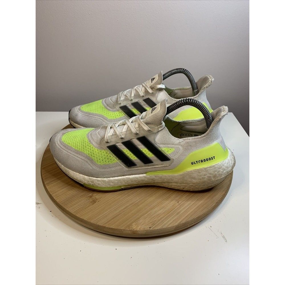 Adidas Ultraboost 21 Womens Size 9 Shoes White Solar Yellow Running FY0401